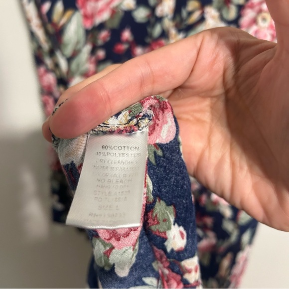 Umgee Navy Floral Trapeze Swing Cut Bell Sleeve Dress / Tunic Size L Large - Picture 10 of 14